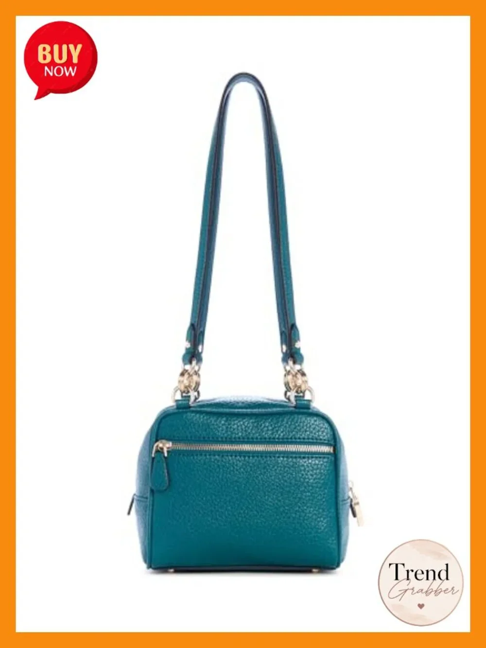 Polyurethane Shoulder Bag with Zip Closure and Pockets